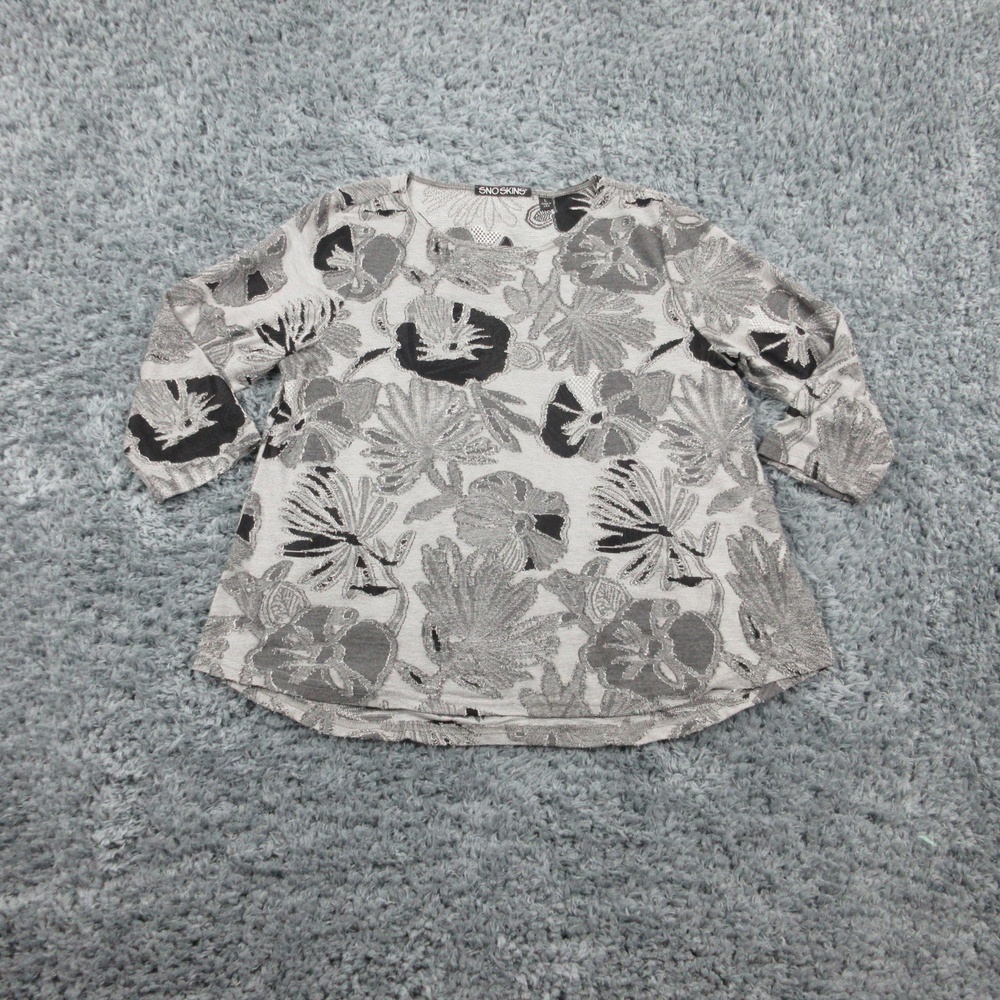Sno Skins Shirt Womens Large Metallic Floral Pullover Boho Made USA Top